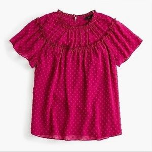 J. Crew Gathered Bib Top in Drapey Swiss Dot | Size XS